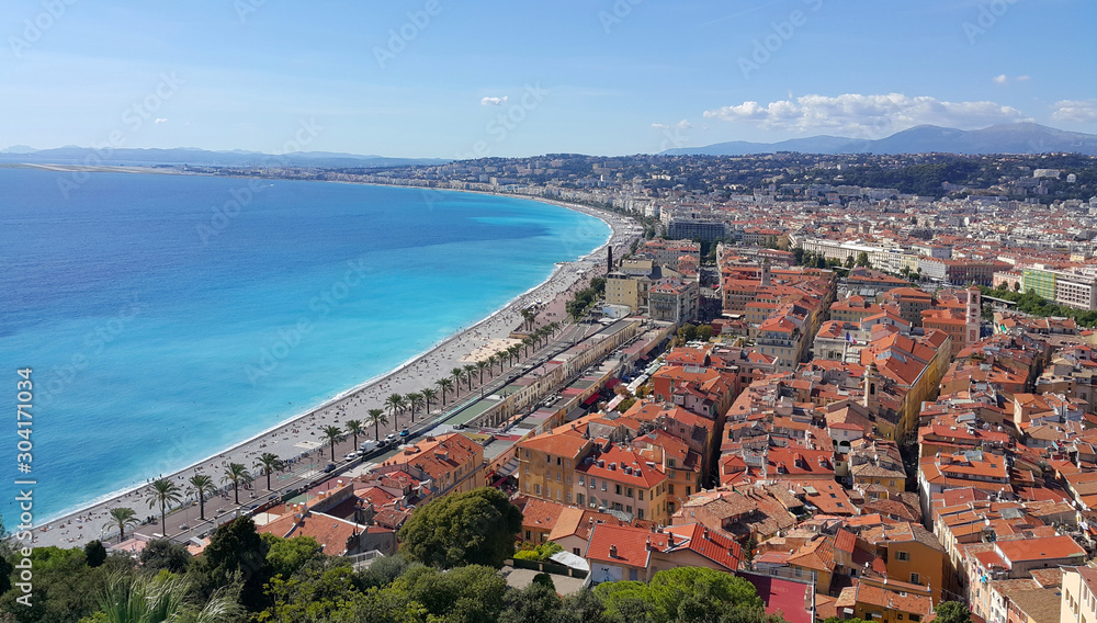 Panorama of Nice city, Cote d'Azur, France
