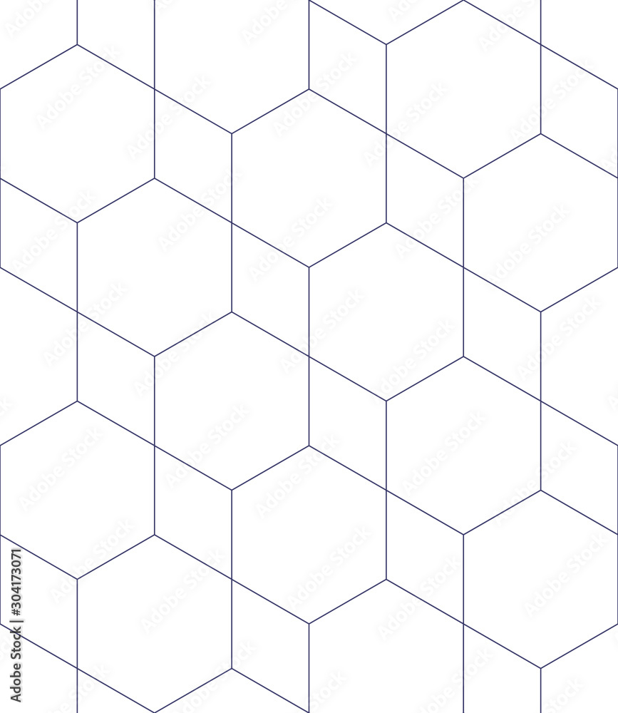 Vector geometric seamless pattern. Modern geometric background. Mesh with hexagonal cells. - obrazy, fototapety, plakaty 