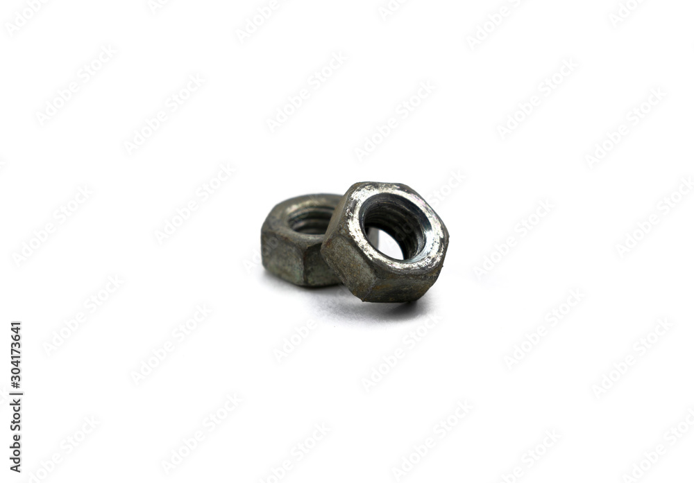 Metal nuts isolated on white background Metal nuts isolated on white background