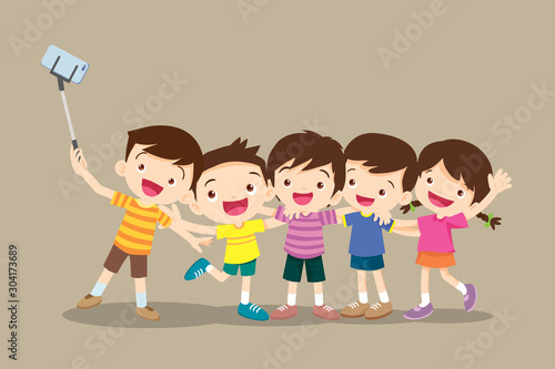 Children making selfie photo