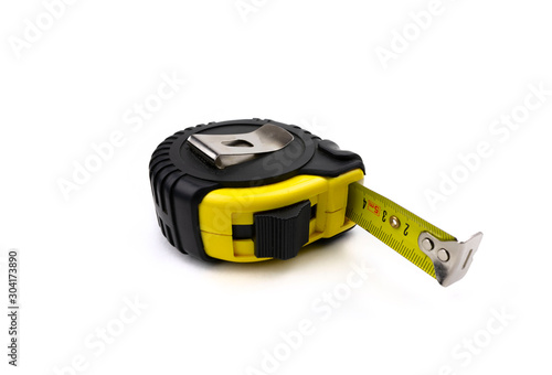 construction tape measure isolated on white background