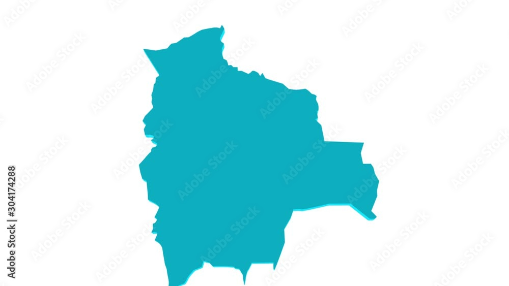animated map of country of bolivia with 3d effect animated map of country of bolivia with 3d effect