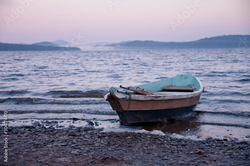 Photography Boat on lake Zyuratkul. Russia