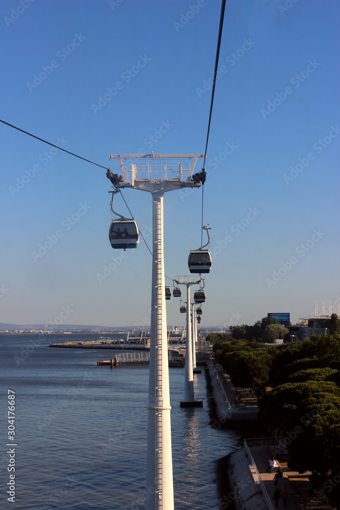 cable car in Lisbon. Two cabins. Portugal. Lisbon.