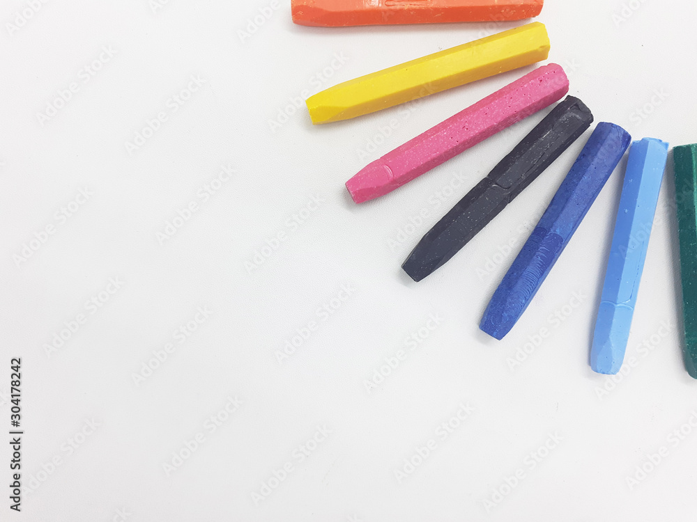 Fototapeta premium Beautiful Colorful Artistic Crayon for Coloring and Drawing Tools in White Isolated Background