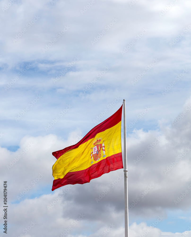 spanish flag waving in the wind spanish flag waving in the wind