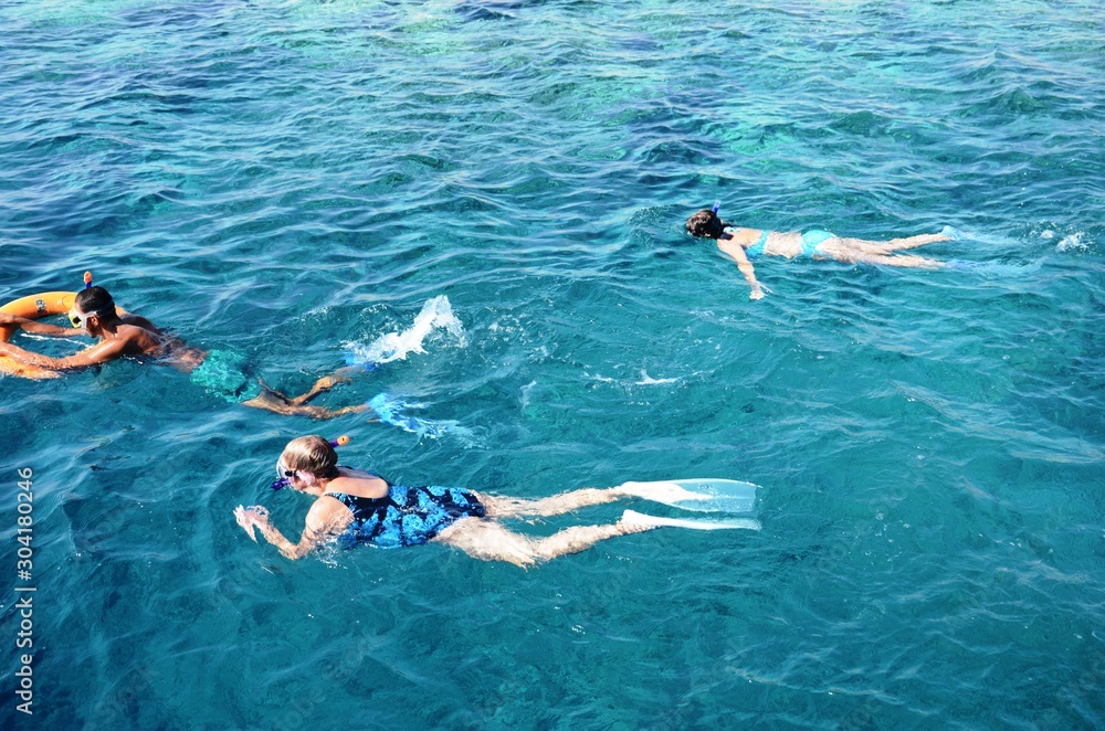 Snorkeling en Mer Rouge au large de Hurghada (Égypte)