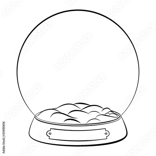 Snow globe outline design, Christmas ball isolated on white background. Vector glass snowball line shape . traditional winter holiday decoration crystal