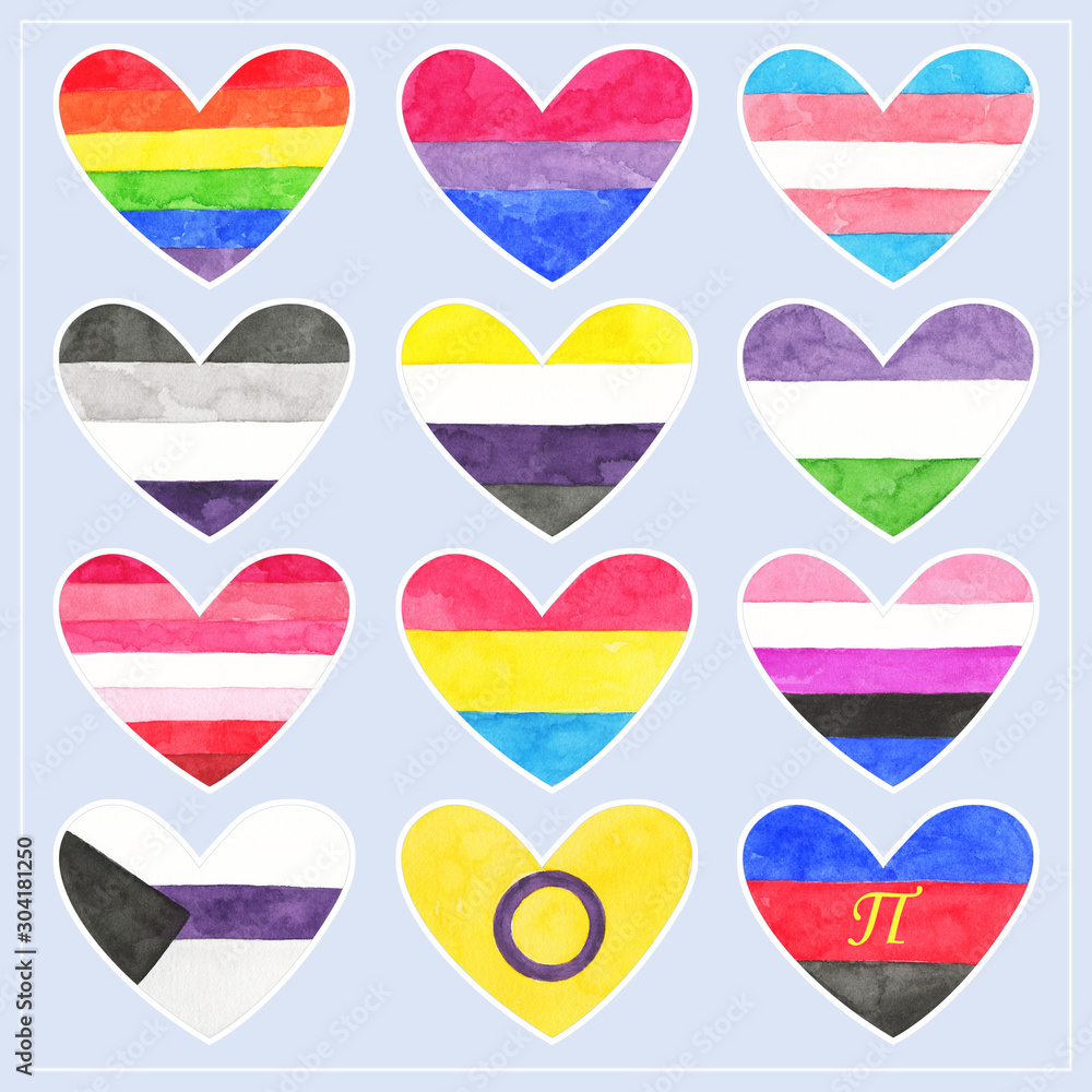 Grunge Hearts Isolated Gay Transgender Bisexual Asexual Non Binary Genderqueer Lesbian