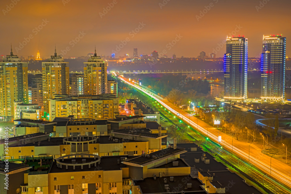 Night Kiev city landscape