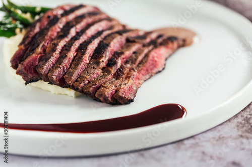 Wagyu Beef Flat Iron Steak with Truffle Vinaigrette and Vegetables 