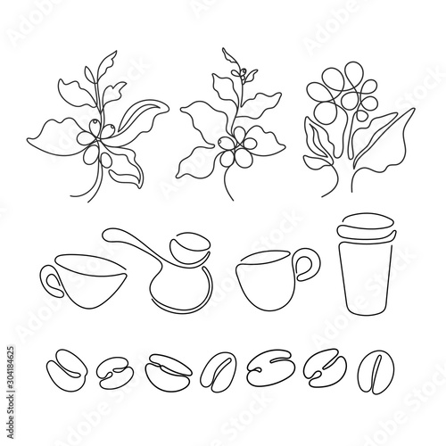 Coffee set. Vector art graphic sign.