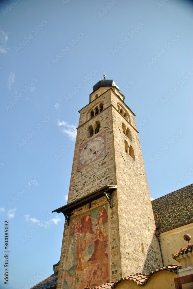 Glorenza bell tower next to the cathedral