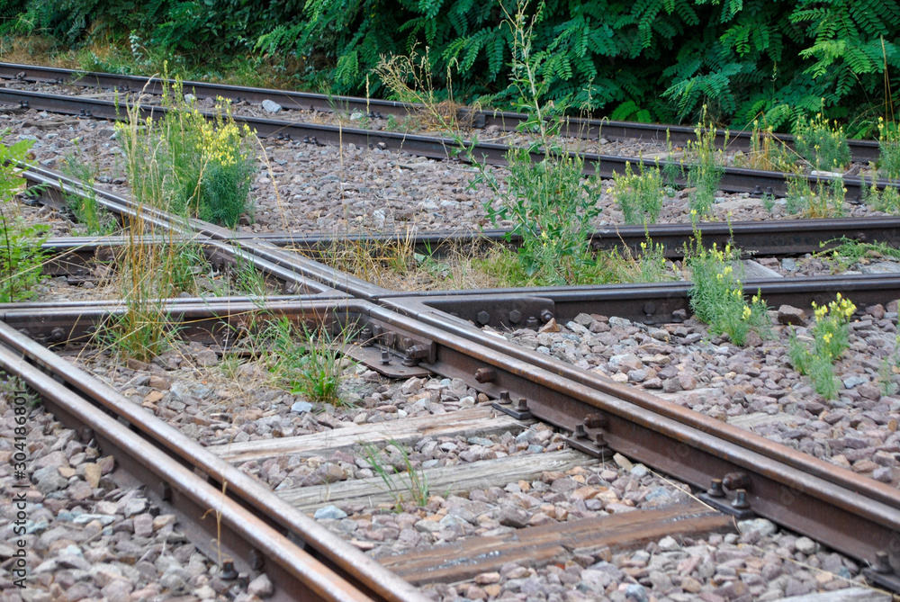 Fototapeta premium railroad crossing junctions in details