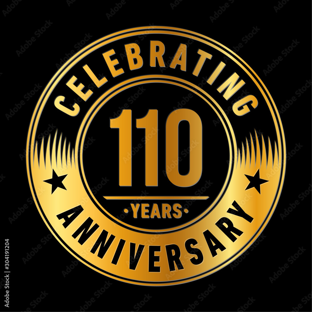 110 years logo. One hundred and ten years anniversary celebration design template. Vector and illustration.