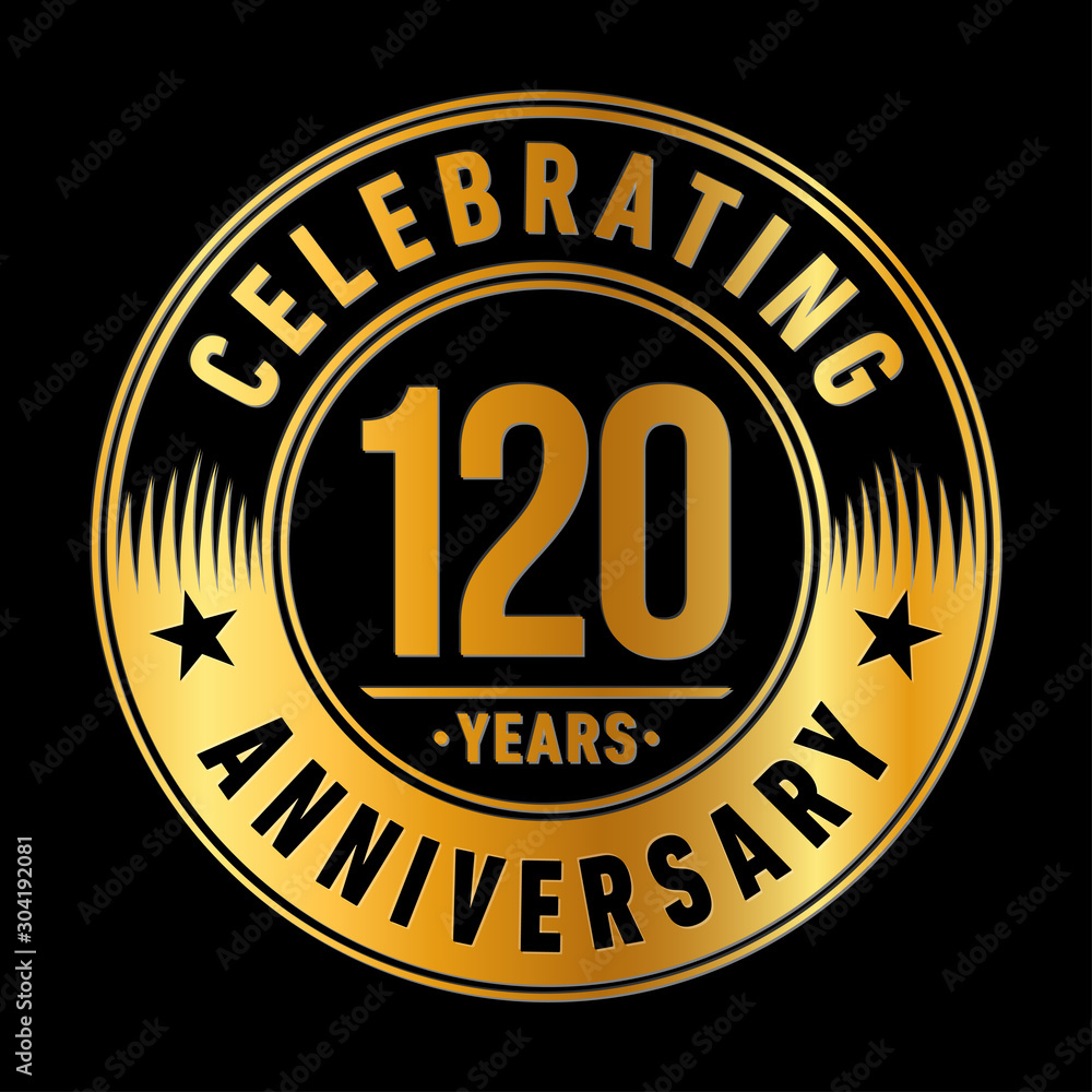 120 years logo. One hundred and twenty years anniversary celebration design template. Vector and illustration.