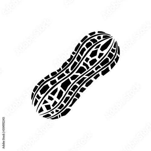 Peanut black and white. Isolated vector Illustration.