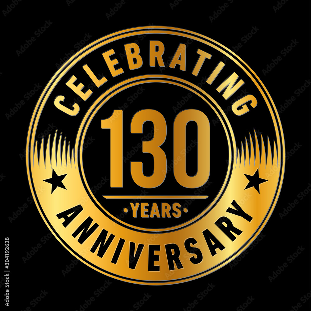 130 years logo. One hundred thirty years anniversary celebration design template. Vector and illustration.