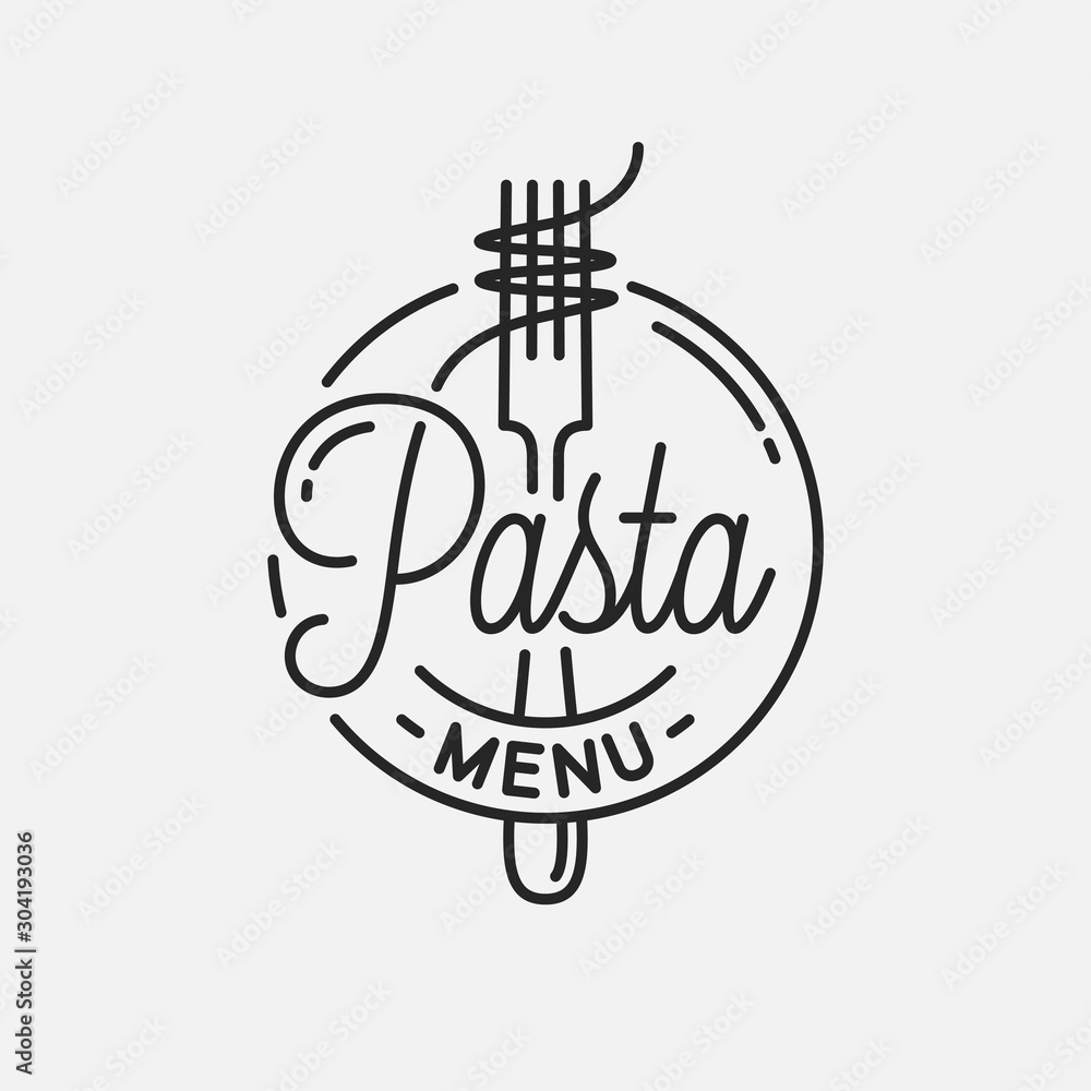 Pasta menu logo. Round linear of spaghetti with Stock Vector Adobe Stock