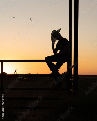 silhouette of cowboy