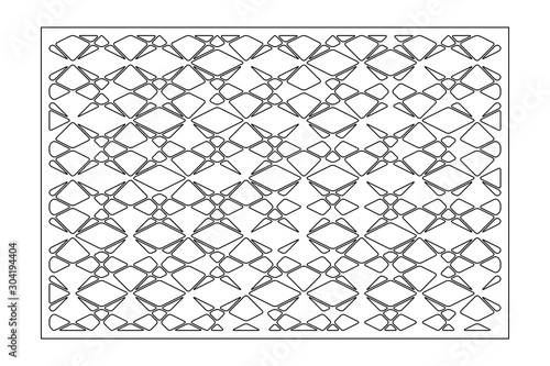 Decorative card for cutting. Lines geometric pattern. Laser cut. Ratio 3:2. Vector illustration.