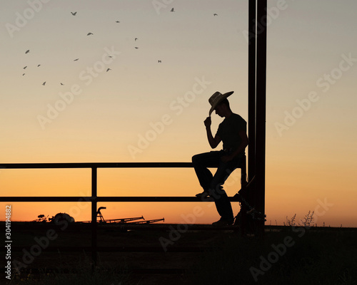 silhouette of cowboy
