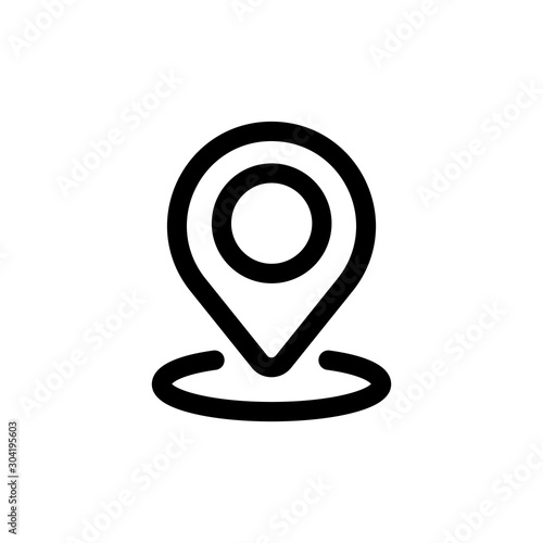 Location symbol, map pin, linear vector icon.