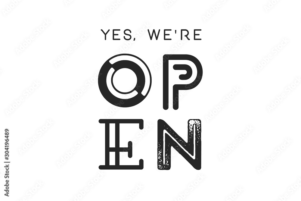 Open. Sign board for door sign, banner, poster with text Open Open. Sign board for door sign, banner, poster with text Open