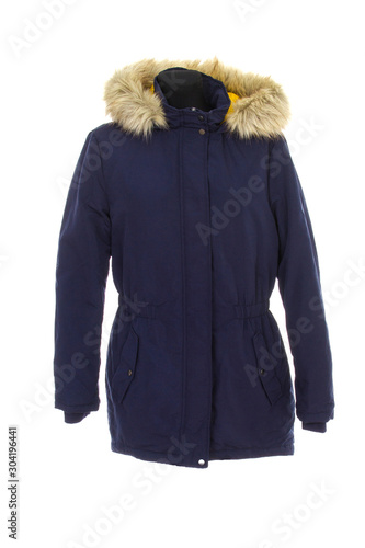 blue parka jacket isolated