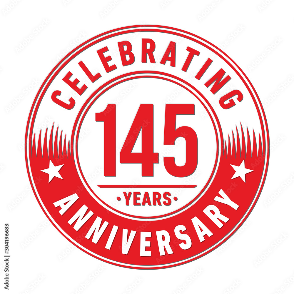 145 years logo. One hundred and forty-five years anniversary celebration design template. Vector and illustration. 145 years logo. One hundred and forty-five years anniversary celebration design template. Vector and illustration.