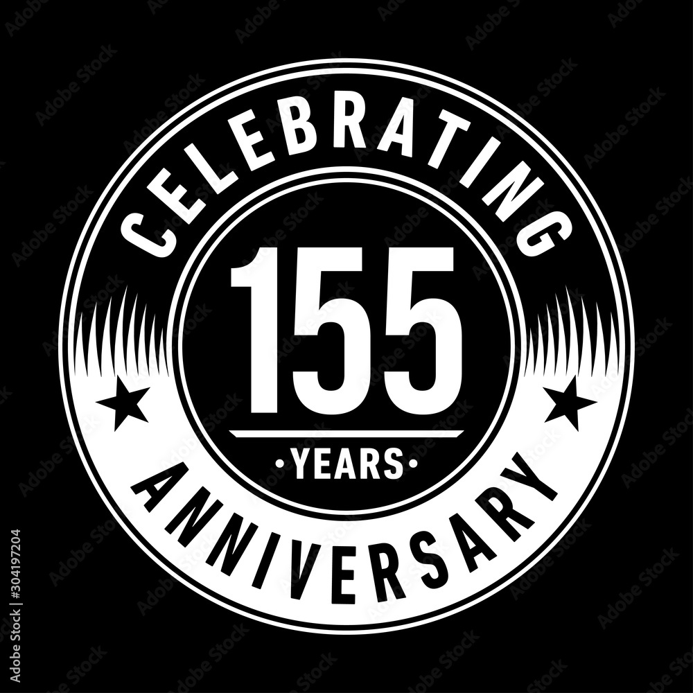 155 years logo. One hundred and fifty-five years anniversary celebration design template. Vector and illustration.