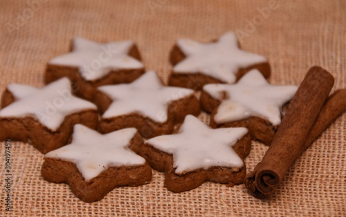 baked star cookies with white icing