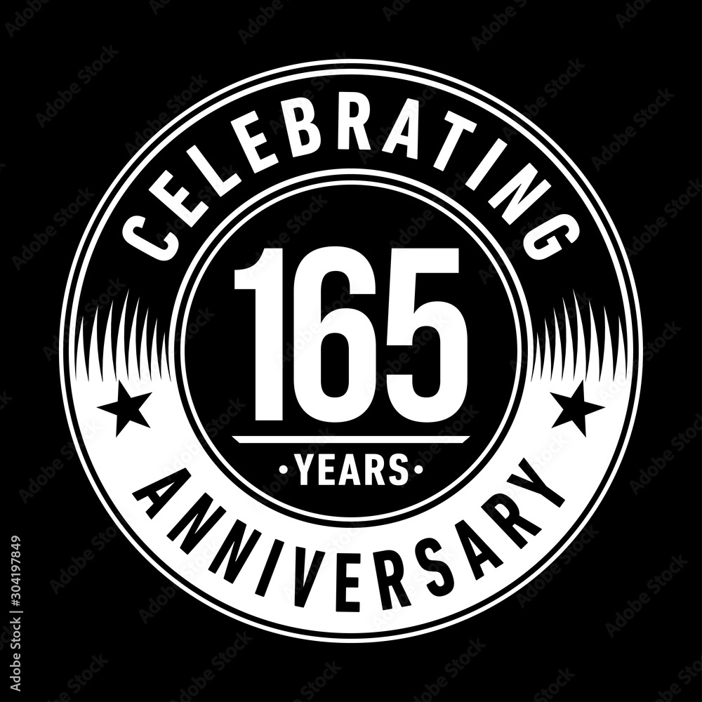 165 years logo. One hundred and sixty-five years anniversary celebration design template. Vector and illustration.