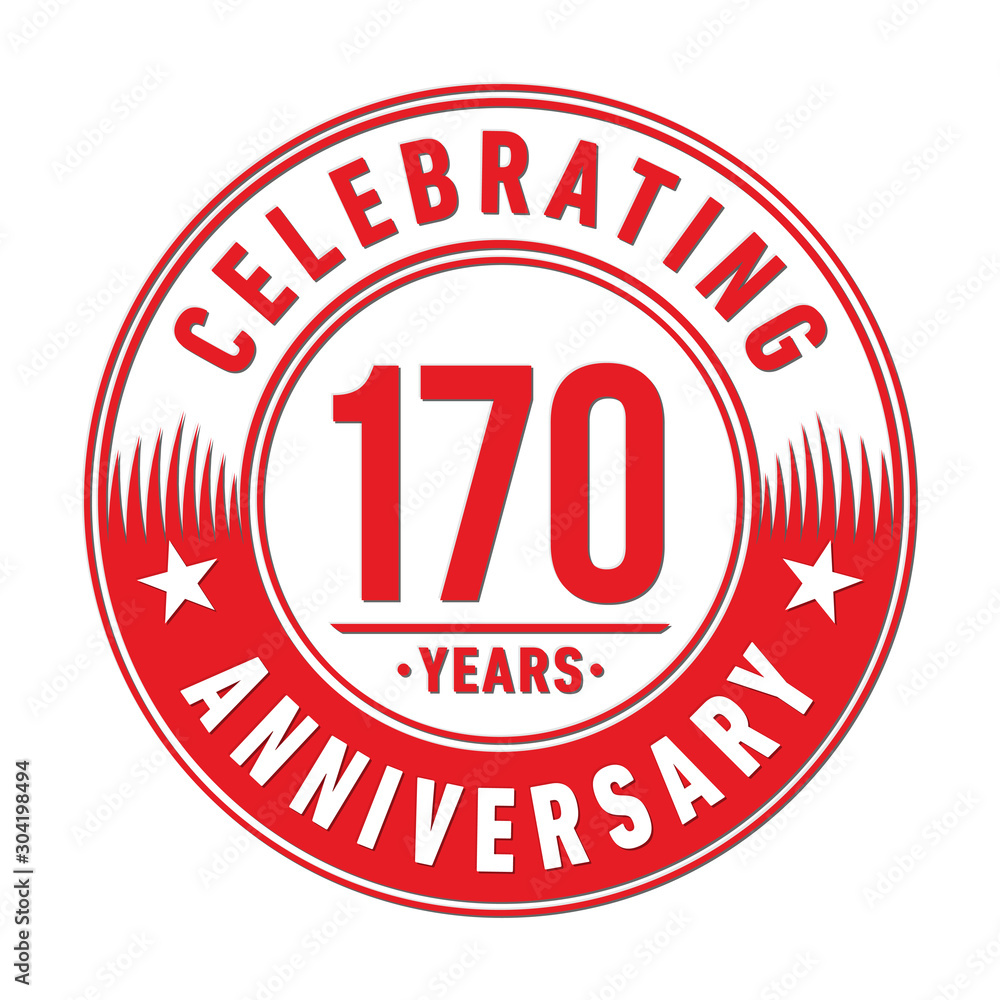 170 years logo. One hundred and seventy years anniversary celebration design template. Vector and illustration.