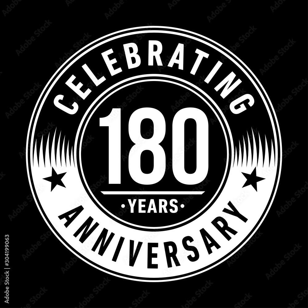 180 years logo. One hundred and eighty years anniversary celebration design template. Vector and illustration.