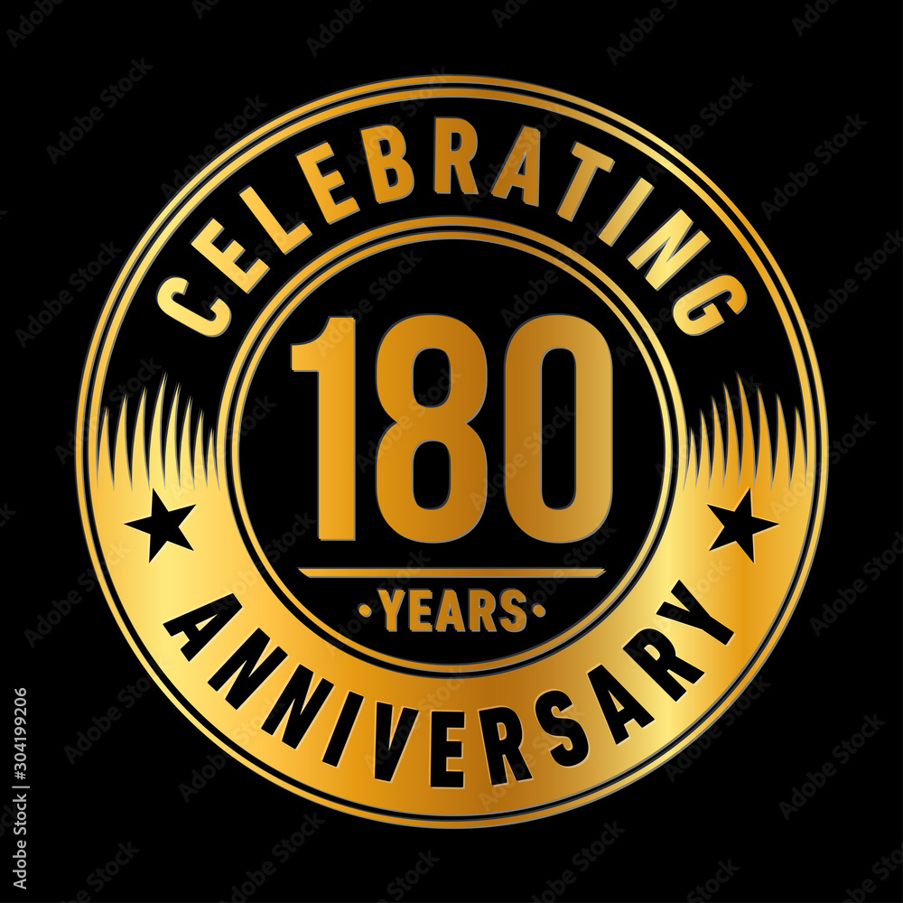 180 years logo. One hundred and eighty years anniversary celebration design template. Vector and illustration.
