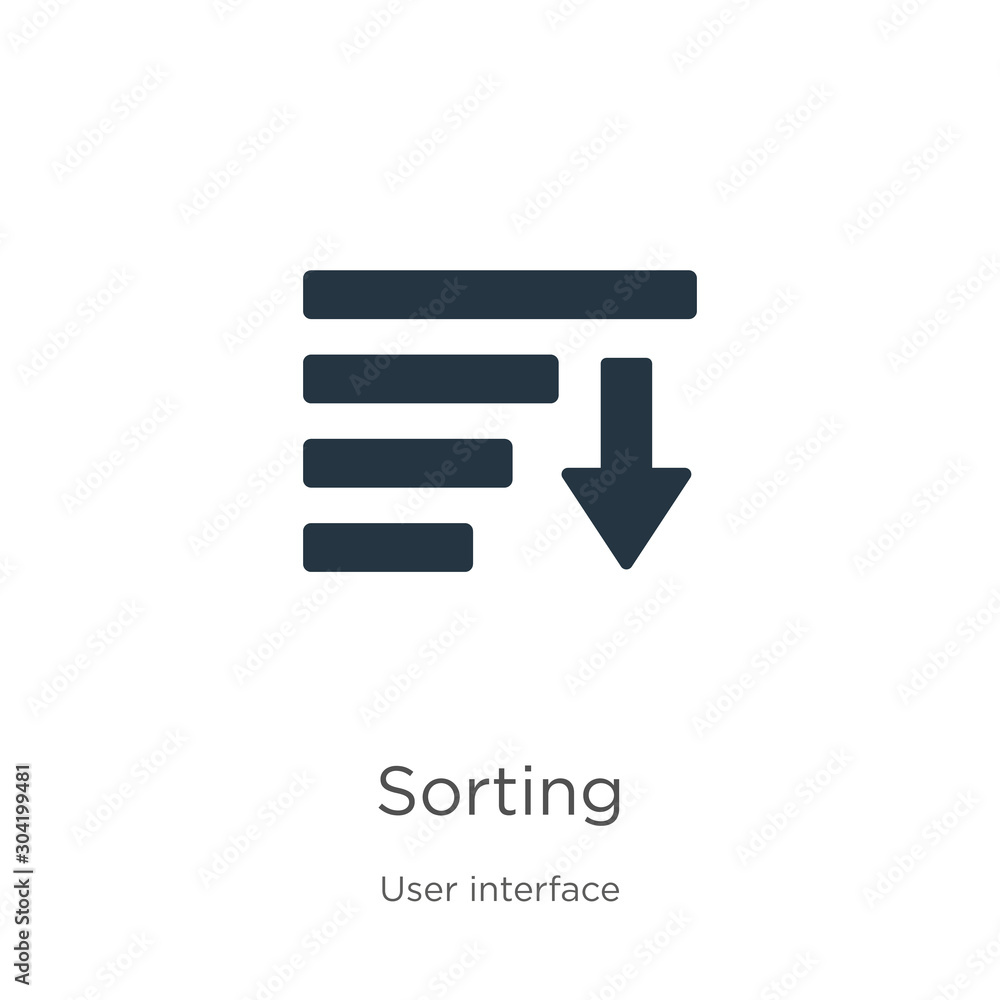 Sorting icon vector. Trendy flat sorting icon from user interface ...