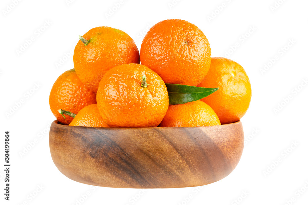 fresh tangerine mandarin orange fruits in wooden bowl isolated on white fresh tangerine mandarin orange fruits in wooden bowl isolated on white