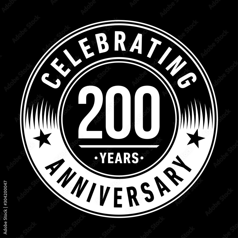 200 years logo. Two hundred years anniversary celebration design template. Vector and illustration.
