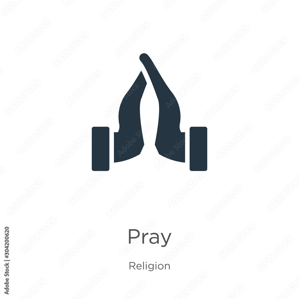 Pray icon vector. Trendy flat pray icon from religion collection isolated on white background. Vector illustration can be used for web and mobile graphic design, logo, eps10 Pray icon vector. Trendy flat pray icon from religion collection isolated on white background. Vector illustration can be used for web and mobile graphic design, logo, eps10