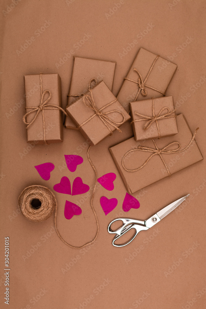 Box wrapping on neutral background Box wrapping on neutral background