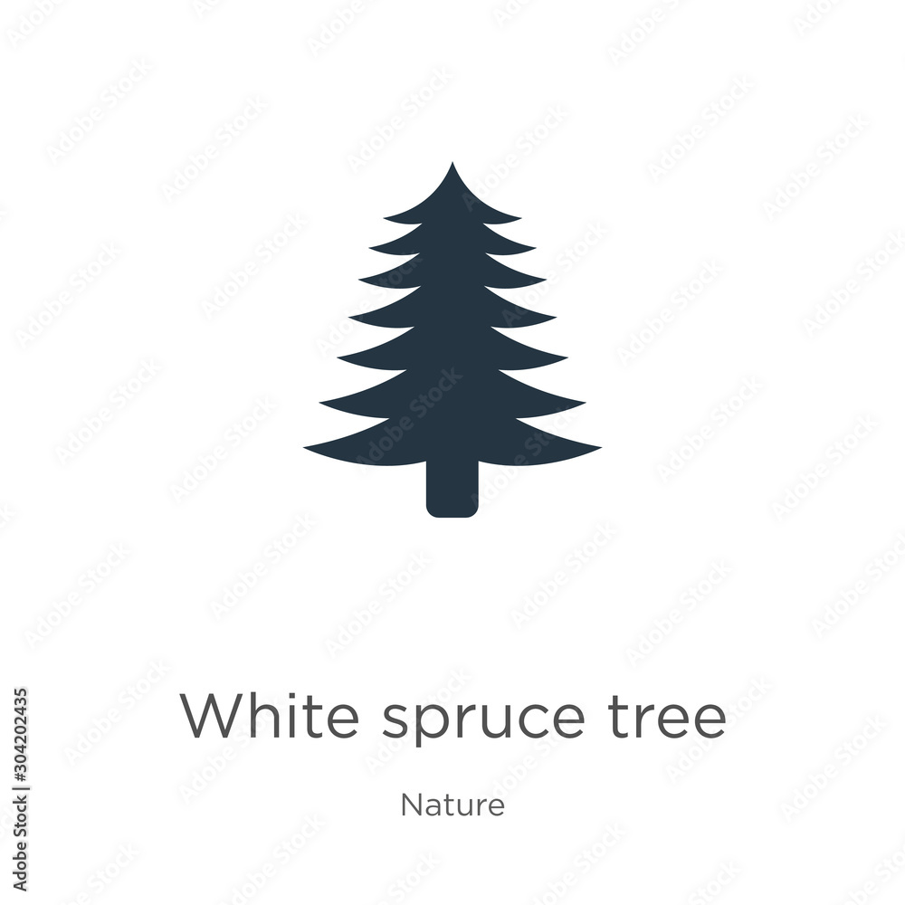 White spruce tree icon vector. Trendy flat white spruce tree icon from nature collection isolated on white background. Vector illustration can be used for web and mobile graphic design, logo, eps10 White spruce tree icon vector. Trendy flat white spruce tree icon from nature collection isolated on white background. Vector illustration can be used for web and mobile graphic design, logo, eps10