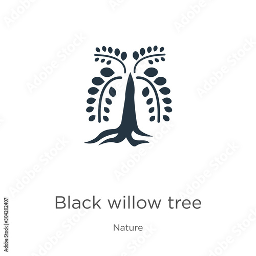 Black willow tree icon vector. Trendy flat black willow tree icon from nature collection isolated on white background. Vector illustration can be used for web and mobile graphic design, logo, eps10