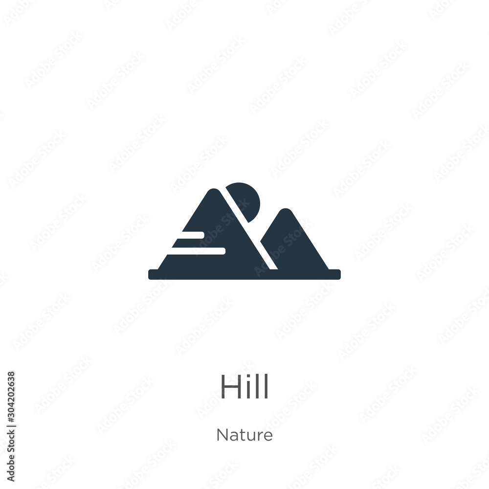 Hill icon vector. Trendy flat hill icon from nature collection isolated on white background. Vector illustration can be used for web and mobile graphic design, logo, eps10 Hill icon vector. Trendy flat hill icon from nature collection isolated on white background. Vector illustration can be used for web and mobile graphic design, logo, eps10