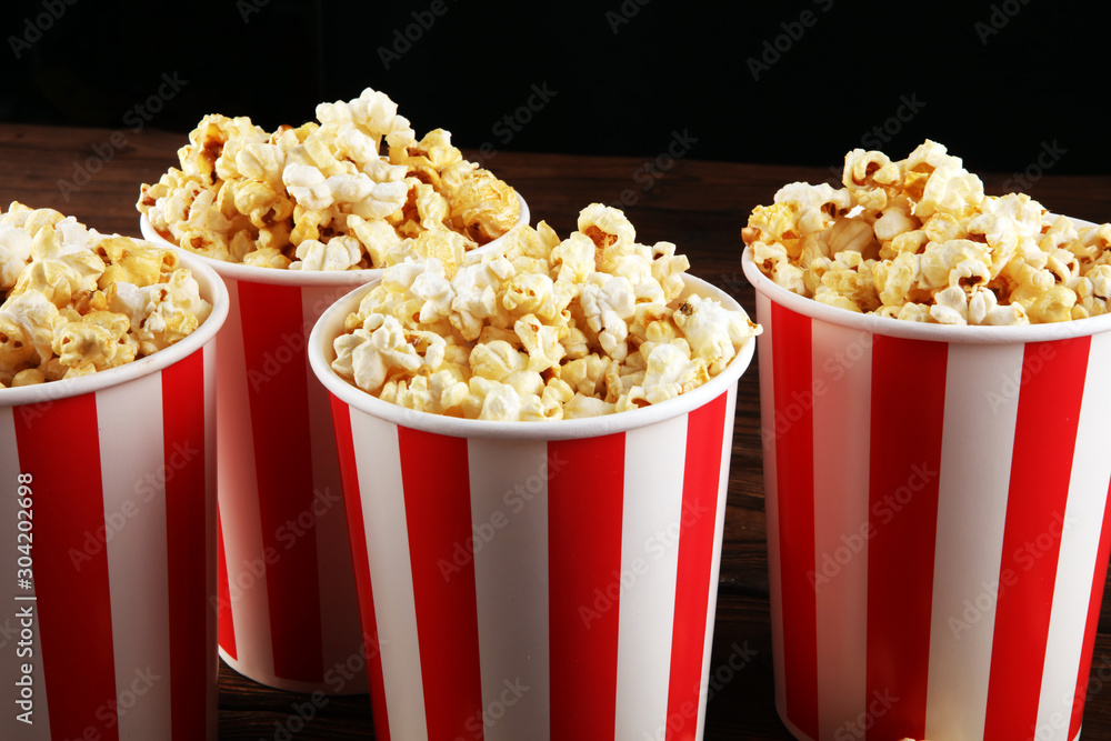 Cinema concept with popcorn. sweet and salty popcorn Cinema concept with popcorn. sweet and salty popcorn