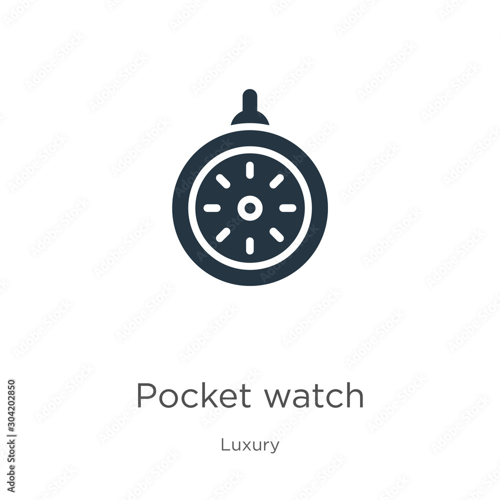 Pocket watch icon vector. Trendy flat pocket watch icon from luxury collection isolated on white background. Vector illustration can be used for web and mobile graphic design, logo, eps10 Pocket watch icon vector. Trendy flat pocket watch icon from luxury collection isolated on white background. Vector illustration can be used for web and mobile graphic design, logo, eps10