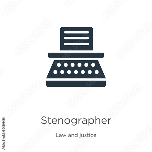 Stenographer icon vector. Trendy flat stenographer icon from law and justice collection isolated on white background. Vector illustration can be used for web and mobile graphic design, logo, eps10