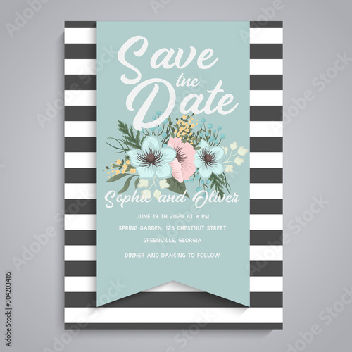 Floral wedding background - pink and mint green flower pattern