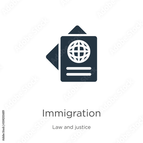 Immigration icon vector. Trendy flat immigration icon from law and justice collection isolated on white background. Vector illustration can be used for web and mobile graphic design, logo, eps10