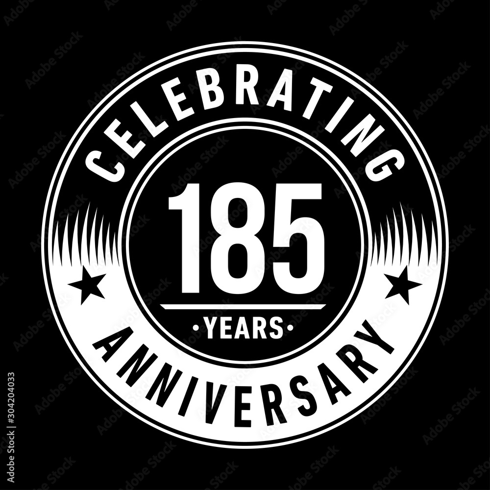 185 years logo. One hundred and eighty-five years anniversary celebration design template. Vector and illustration.